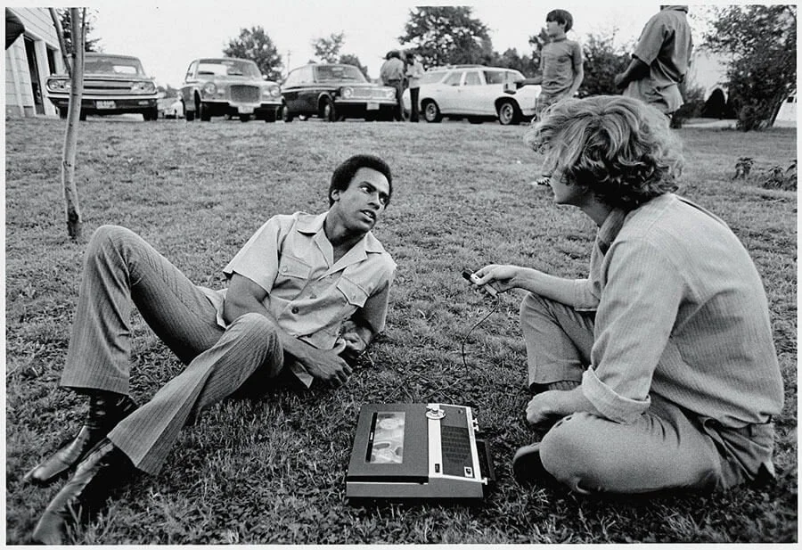 Black Panther Party co-founder Huey P. Newton reclines on the grass as he answers questions from a Liberation News Service reporter on the campus of Yale University, New Haven, Connecticut in April 1970.
David Fenton/Getty Images