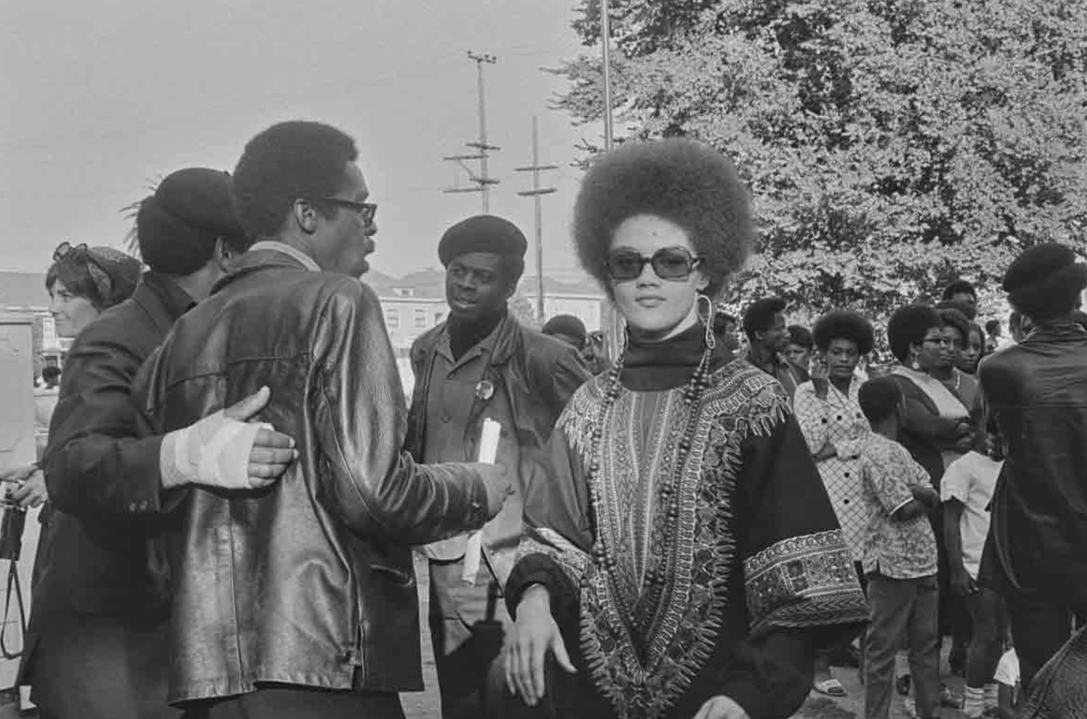 Pirkle Jones, “Kathleen Cleaver, Free Huey Rally, Bobbly Hutton Memorial Park, Oakland, CA,” September 22, 1968. (Photograph from University of California, Santa Cruz).