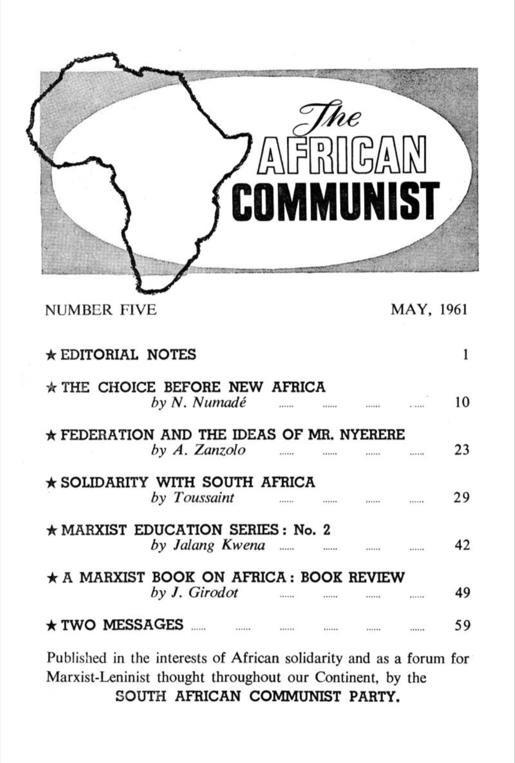 The African Communist No.5 May 1961