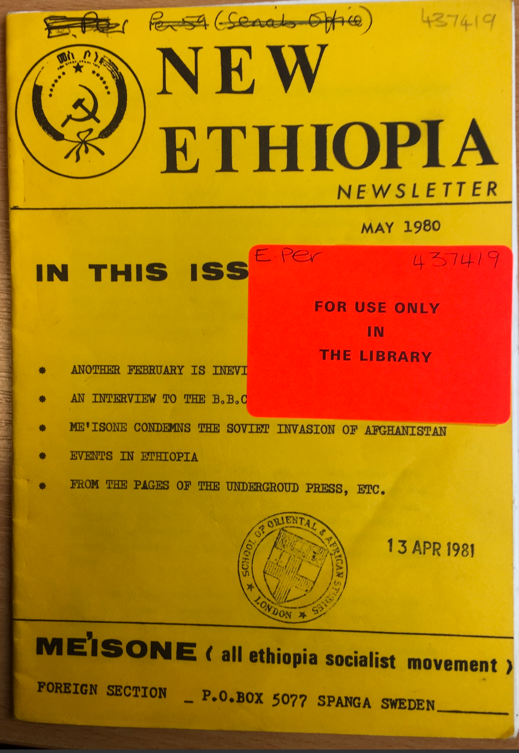 New Ethiopia Newsletter May 1980