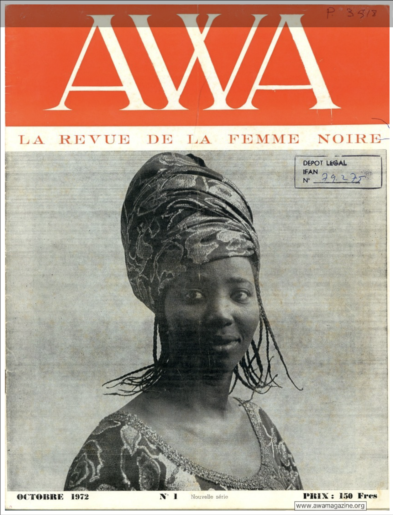 AWA : la revue de la femme noire, The first African women’s magazine, No. 1, new series, October 1972. (Front Cover)