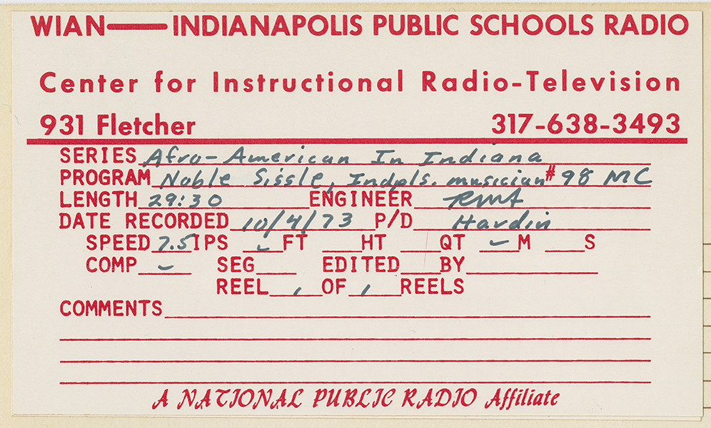 Archives of African American Music and Culture, The Afro-American in Indiana radio series, 1971-1983, https://aaamc.indiana.edu/Collections/The-Afro-American-in-Indiana