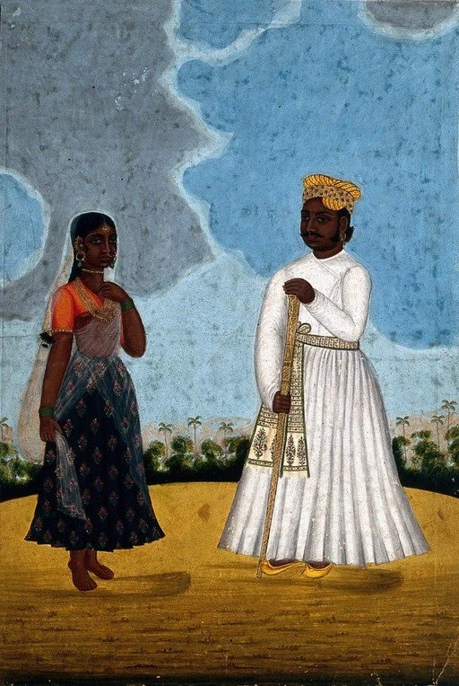 A Moorish man with wife. Gouache drawing.
Lettering: A Moor Chobedar and his wife.
The Welcome Collection