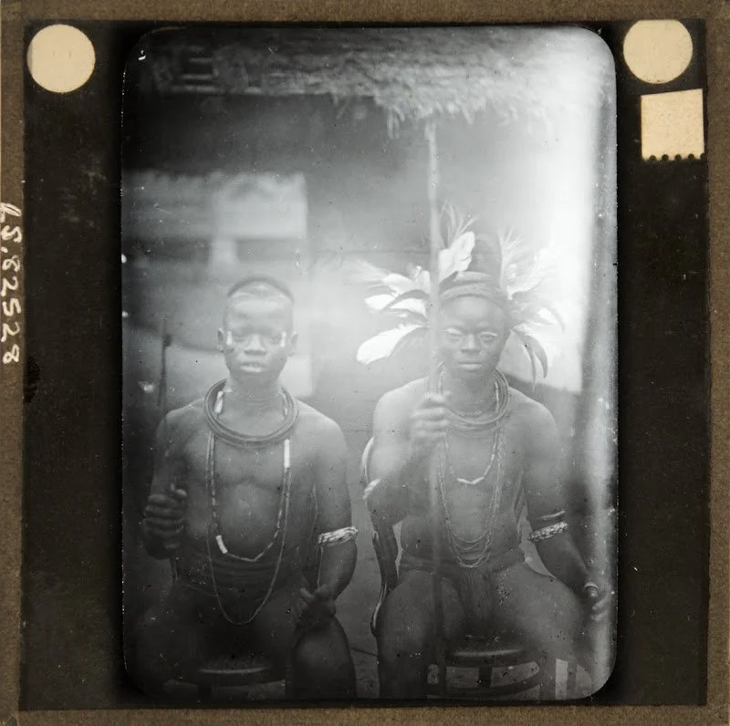 Two men photographed near the Niger River by William Henry Crosse, part of the Royal Niger Company, 1886 - 1895. MAA Cambridge.