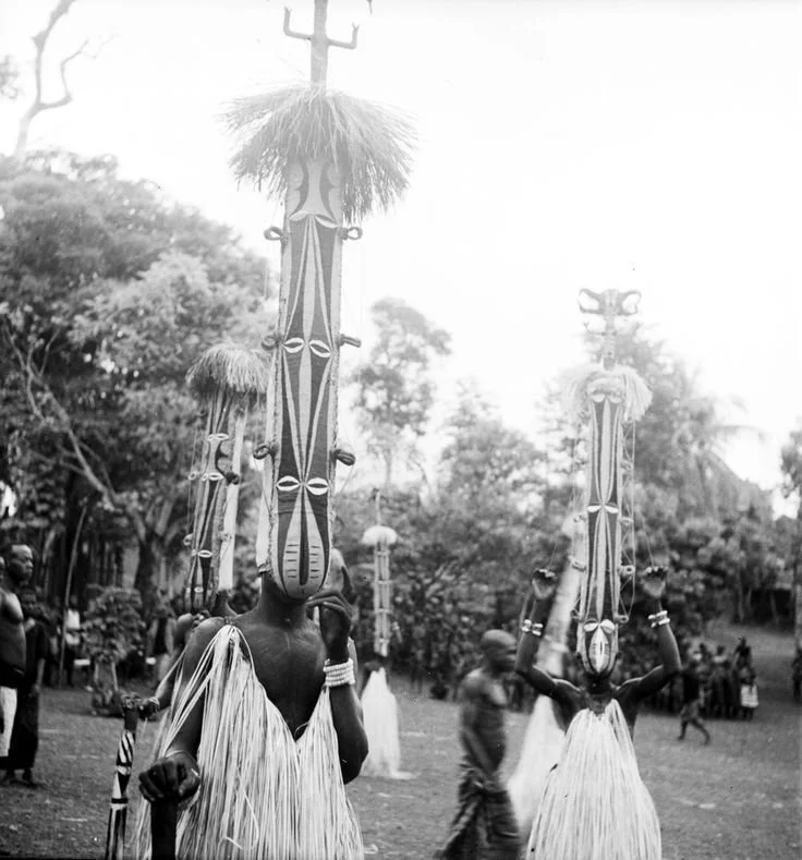 Masquerade dancers in Nigeria from the early 20th century