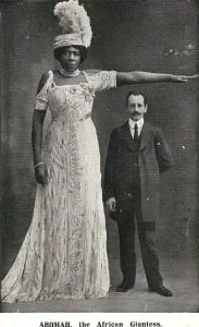 Abomah the African Giantess The African Giantess," undated British postcard.
