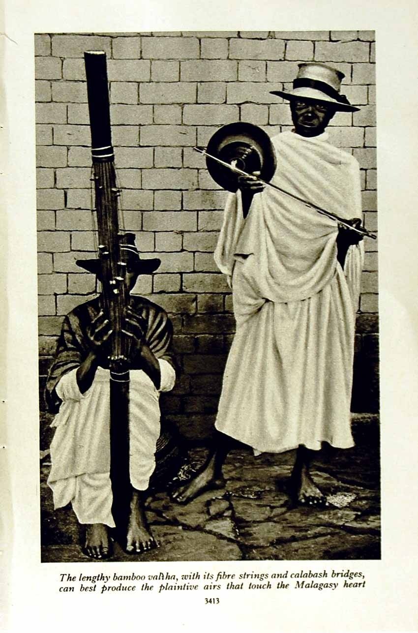Circa 1920 Bamboo Valiha Music Tanala Madagascar People