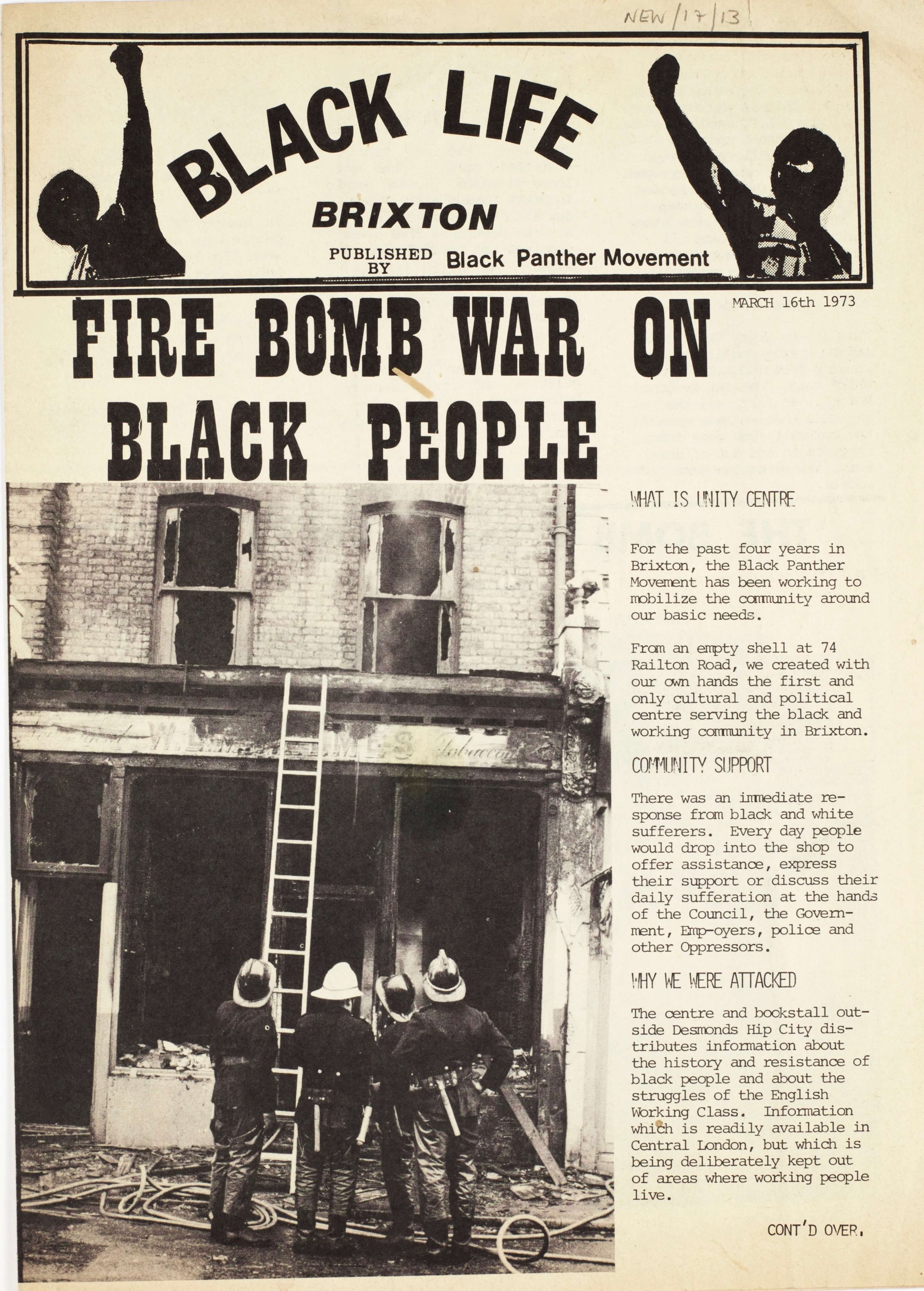 Black Life-Brixton published by the Black Panther Movement 1973
