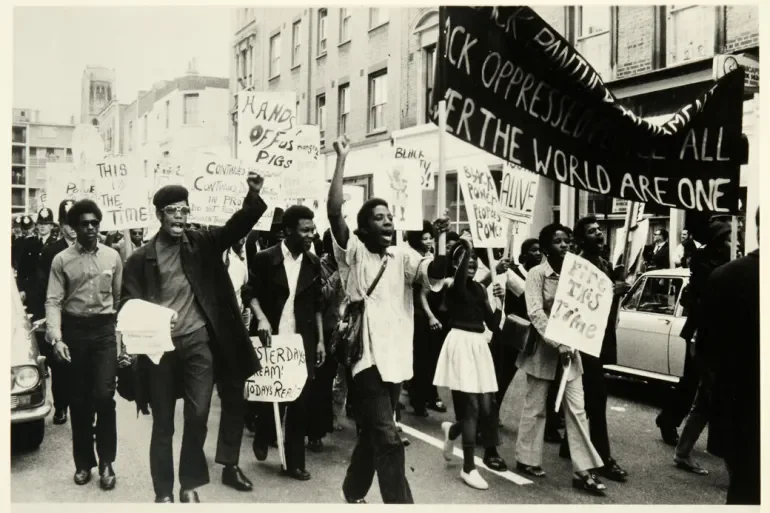 The Black Panther Movement at the Mangrove Nine march in 1970 [Photo courtesy of National Archives UK]