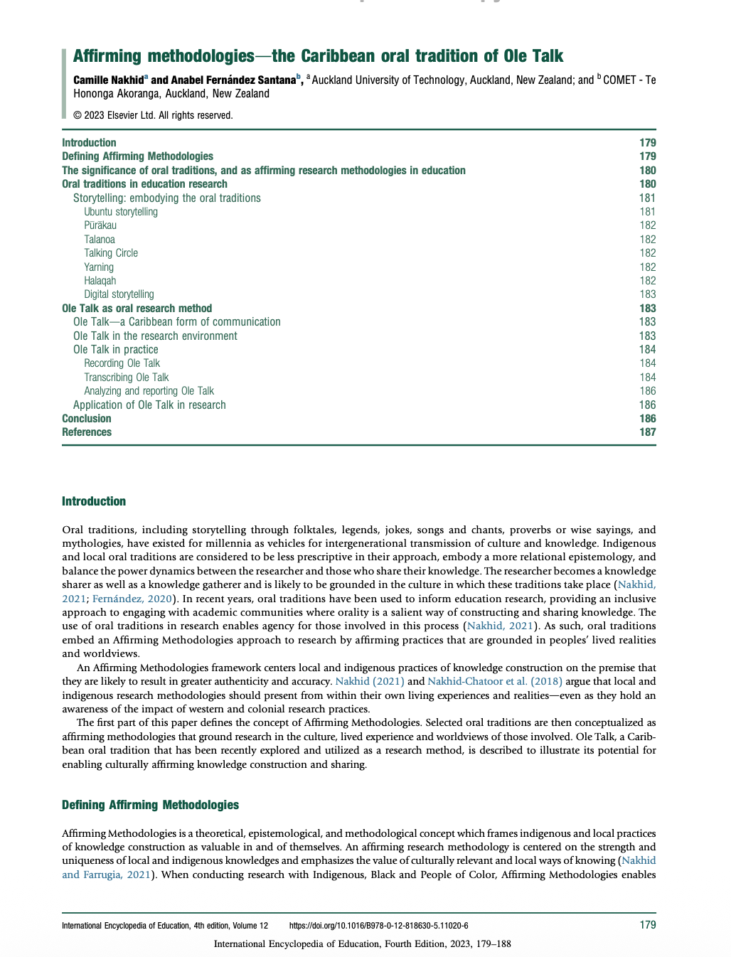 Affirming methodologies—the Caribbean oral tradition of Ole Talk (