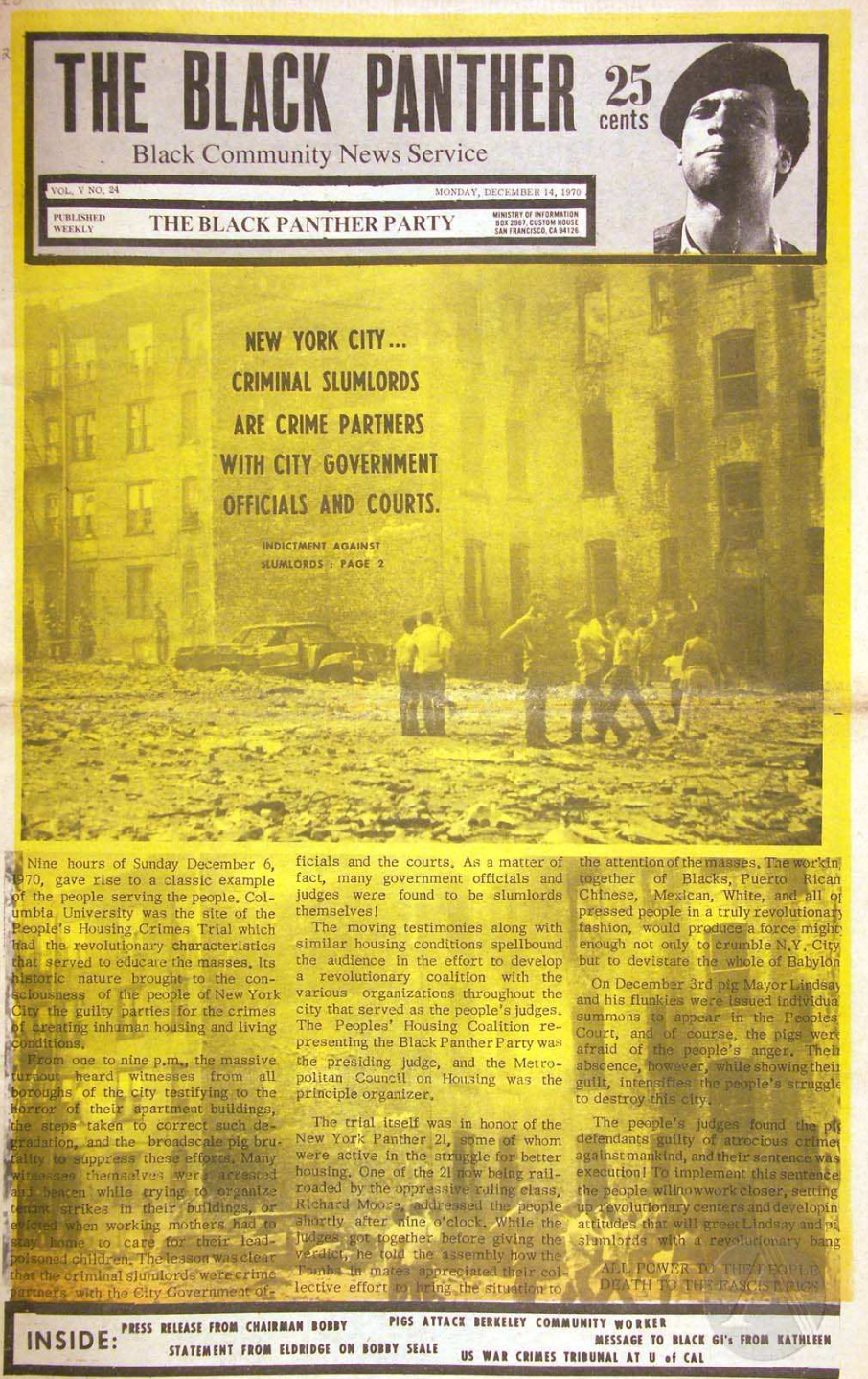 The Black Panther Black Community News Service 1970 Vol 24