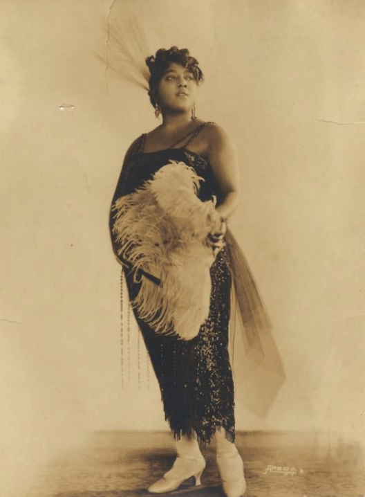 Portrait of vaudeville singer, Mamie Smith, the first African-American artist to make  vocal blues recordings. Retrieved from the 
Schomburg Center for Research in Black Culture, Photographs and Prints Division, The New York Public Library.