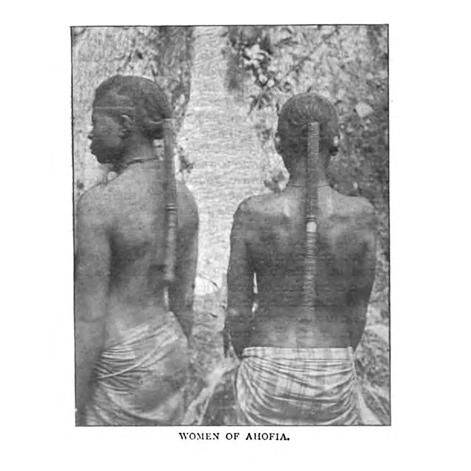 Ohafia women with long braids fashionable in Ohafia at the time. Photographed by Rev. William T. Weir. From The Women’s Missionary Magazine of the United Free Church of Scotland, 1904. Google digitisation.