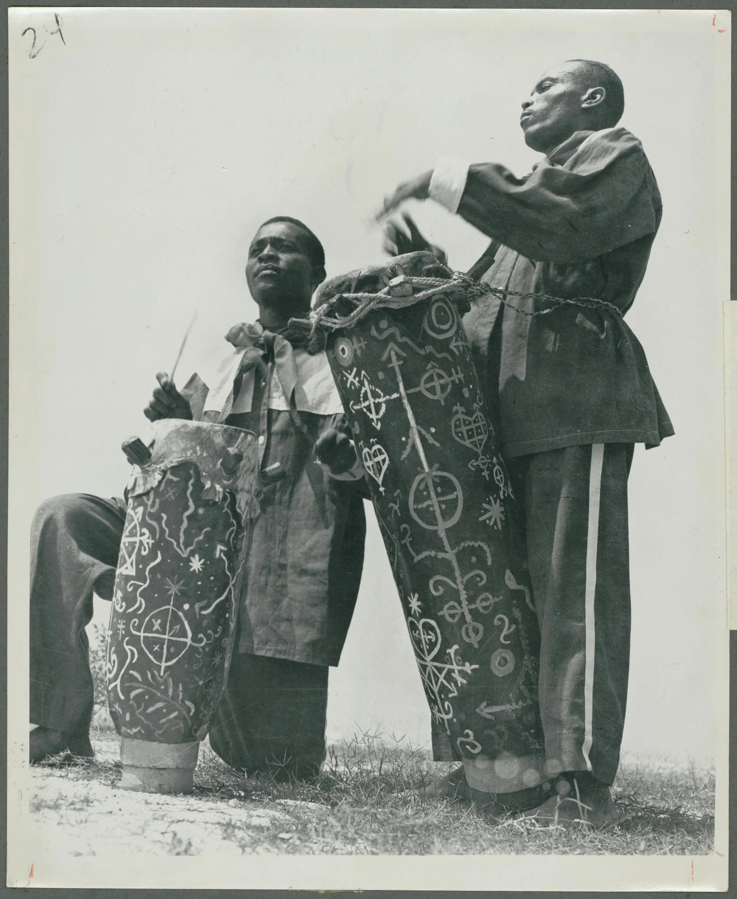 Native Drummers. "This photograph from Haiti shows two drummers playing on elaborately-decorated drums. The photograph is from the collection of the Columbus Memorial Library of the Organization of American States (OAS), which includes 45,000 photogr