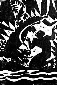 Surrender, 1926.
This 1926 composition exemplifies Aaron Douglas’s early Harlem Renaissance graphic style, characterized by sharp angular forms, silhouetted figures, and high-contrast black-and-white design. This work demonstrates Douglas’s commitmen