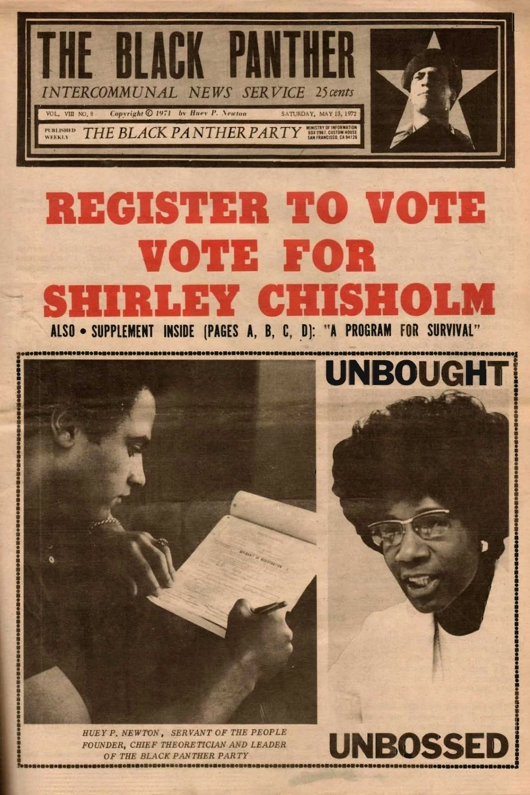 The Black Panther Black Community News Service 1972 Vol 8