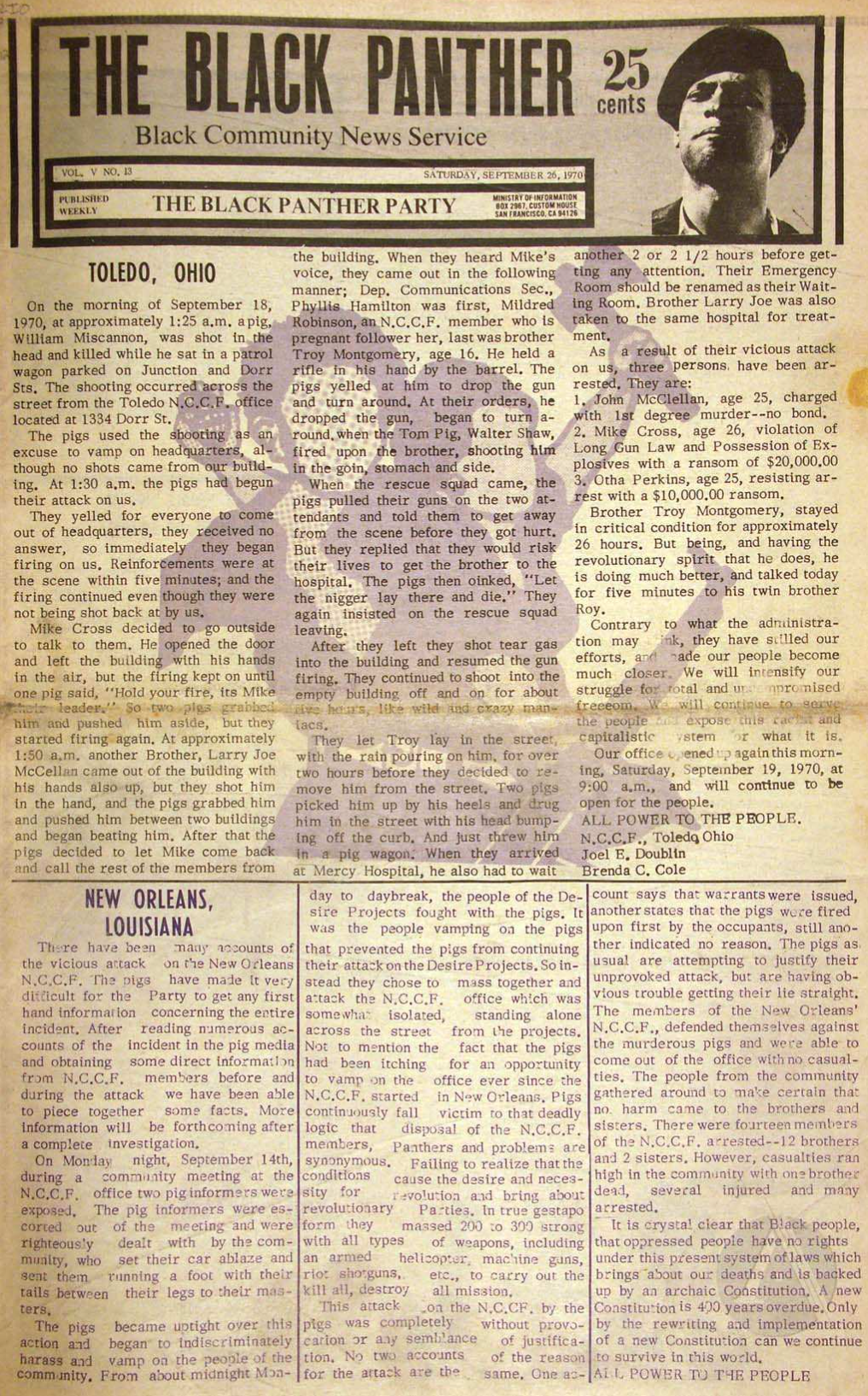 The Black Panther Black Community News Service 1970 Vol 13
