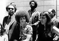 ANGELA DAVIS (1944- ).
American political activist. Davis (center) leaving the Santa Clara County Courthouse in San Jose, California, following her acquittal on charges of kidnapping, murder, and conspiracy, 4 June 1972