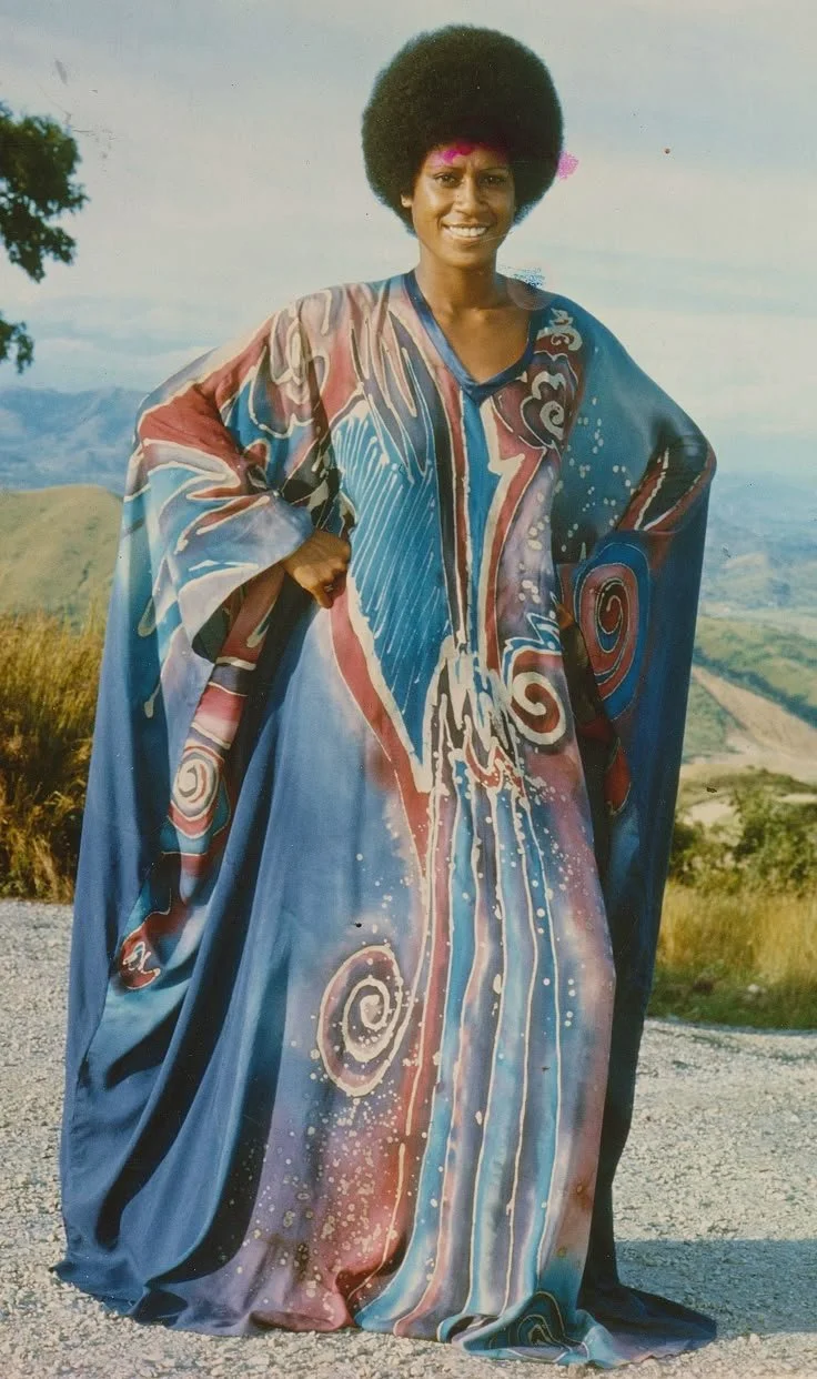 Hand painted and batik caftan.