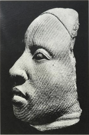 Fragment of Terracotta head in classical style. H.13cm, Head created between the 12th and the 15th centuries A.D., p.48., from Two thousand years p.48, from Two thousand years, Nigerian art (1977).