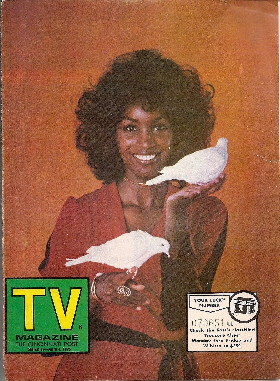 Teresa Graves on the cover of The Cincinnati  Post's TV Magazine, March 29 - April 4, 1975 issue