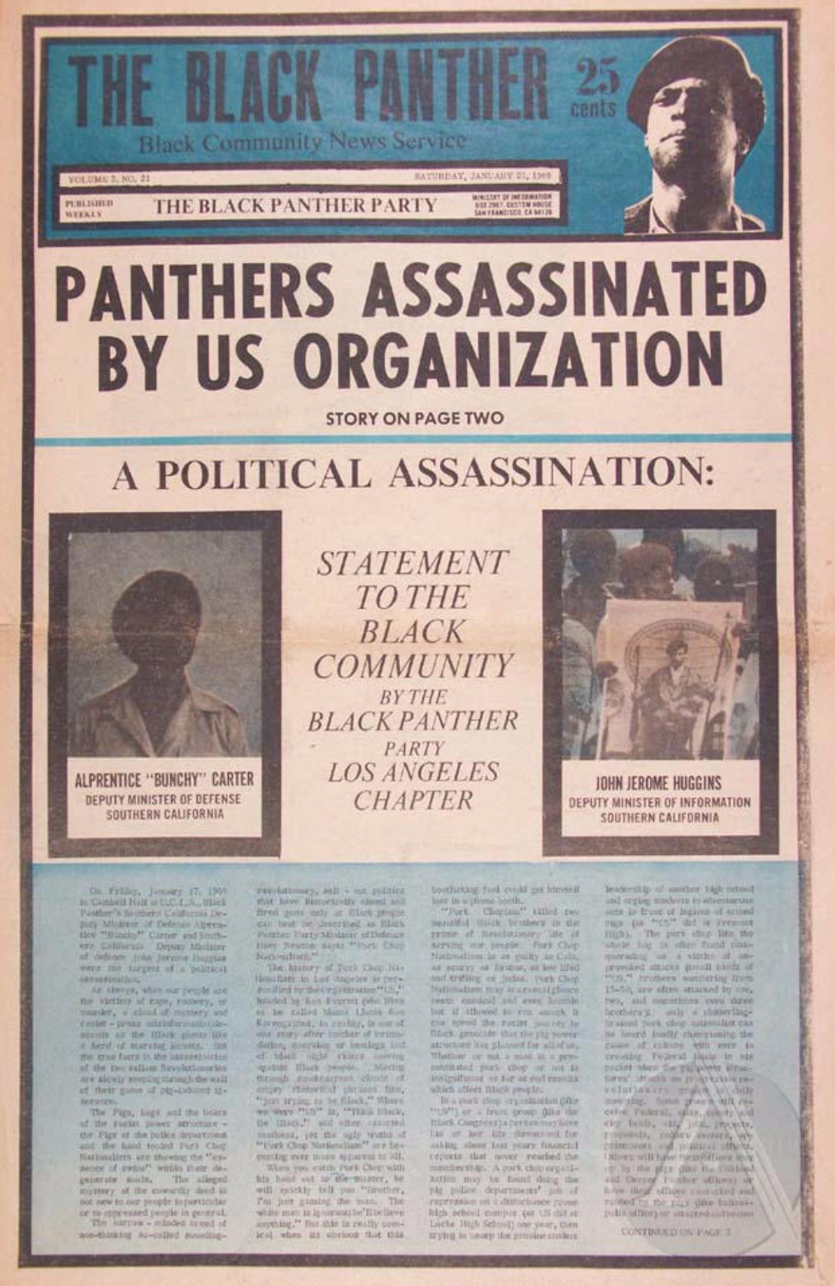 The Black Panther Black Community News Service 1969 Vol 21
