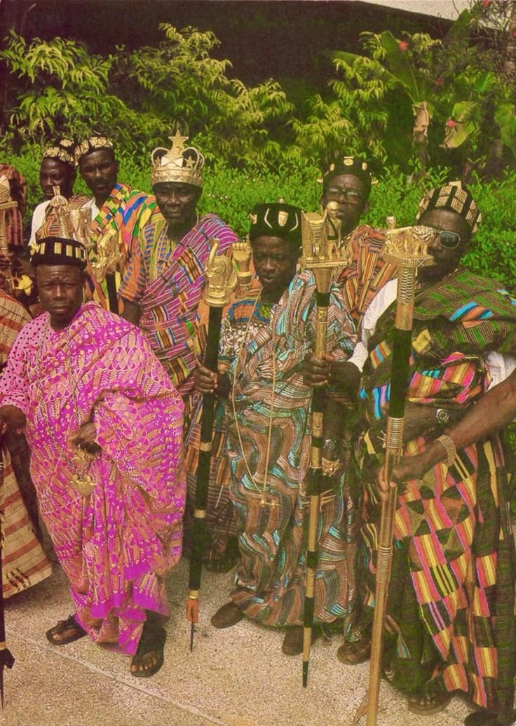 Akan chiefs from Côte d'Ivoire wearing kente cloths.