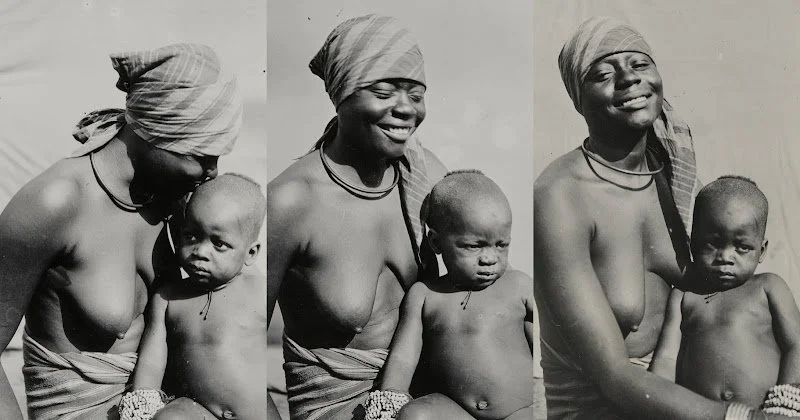 This is a woman and child from Agukwu Nri taken in 1910-11. The colonial appointed anthropologist Northcote Thomas made several volumes on the colonial examination of Igbo society. Among anthropological work, the 'side' material were outtakes like th