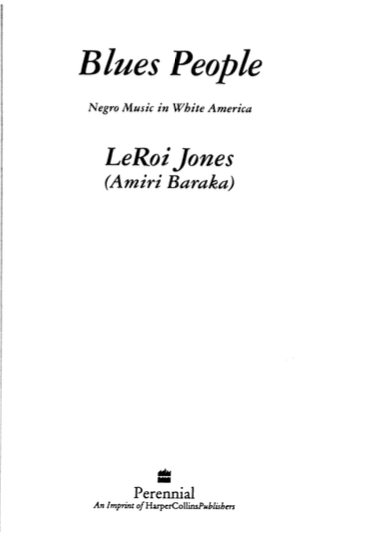 Blues People: Music in White America