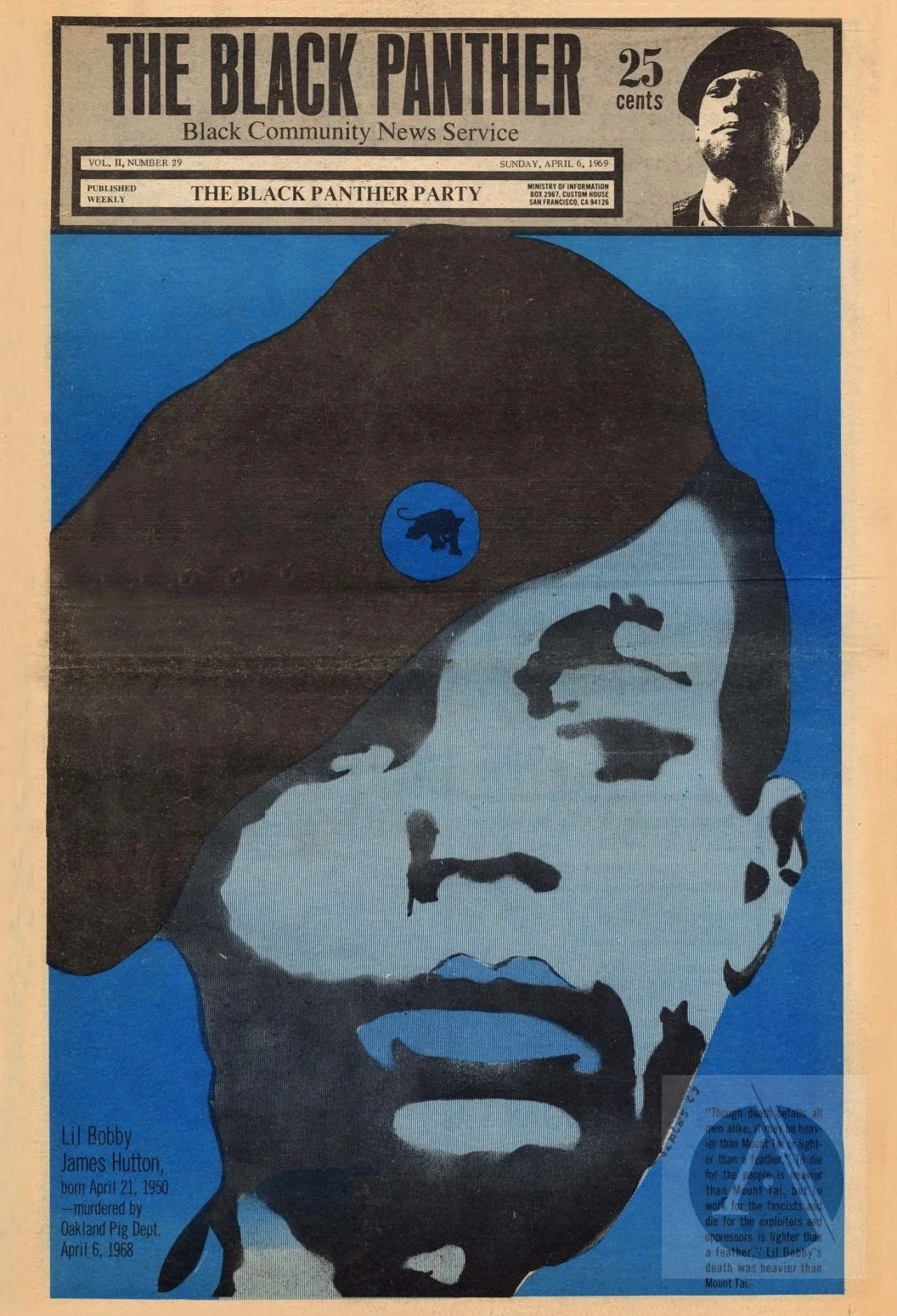 The Black Panther Black Community News Service 1969 Vol 29