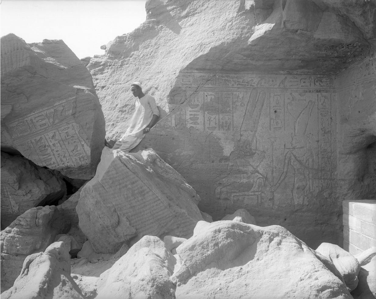 Inside the Large Rock Temple at Gebel Barkal, 1906. Oriental Institute, University of Chicago. P. B3027