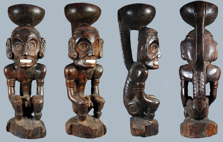 Cohoba stand, Guaiacum sp., shell, AD 974–1020 (modelled dates), Dominican Republic/Haiti (?). H: 665mm; W: 220mm (max); D: 230mm. The Metropolitan Museum of Art, The Michael C. Rockefeller Memorial Collection, Bequest of Nelson A. Rockefeller, 1979