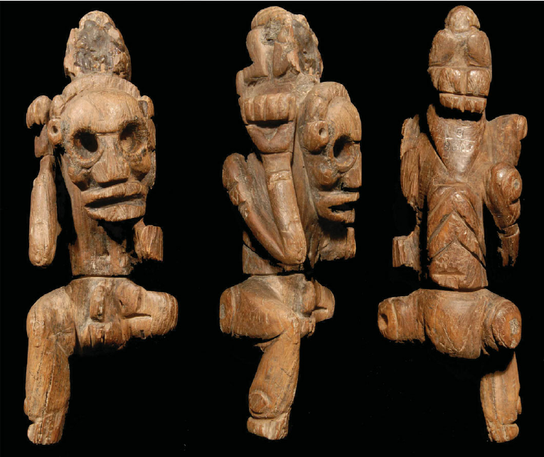 Cemı , Guaiacum sp., AD 1031–1299 (wood and resin dates), Loma de Polo (possibly Loma Pie de Palo) near Barahona, Dominican Republic. H: 192mm; W: 65mm (max); D: 56mm. Courtesy of the National Museum of the American Indian, Smithsonian Institution,