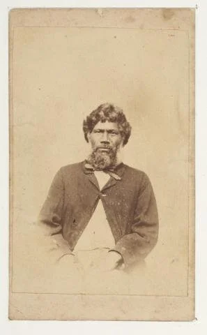 Blanket (Aboriginal man), photographed by Morris & Billing London Saloon at 251 Pitt Street, Sydney (ca. 1865-1866).