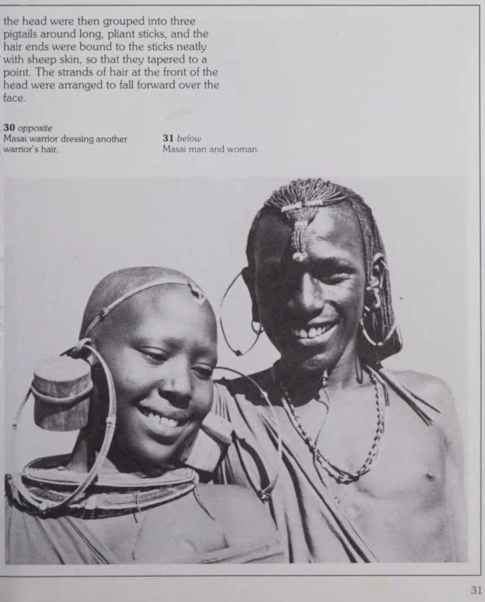 Sagay, Esi. African Hairstyles: Styles of Yesterday and Today. London; Exeter, N.H., USA: Heinemann Educational Books, Internet Archive, 1983. (Page 31)