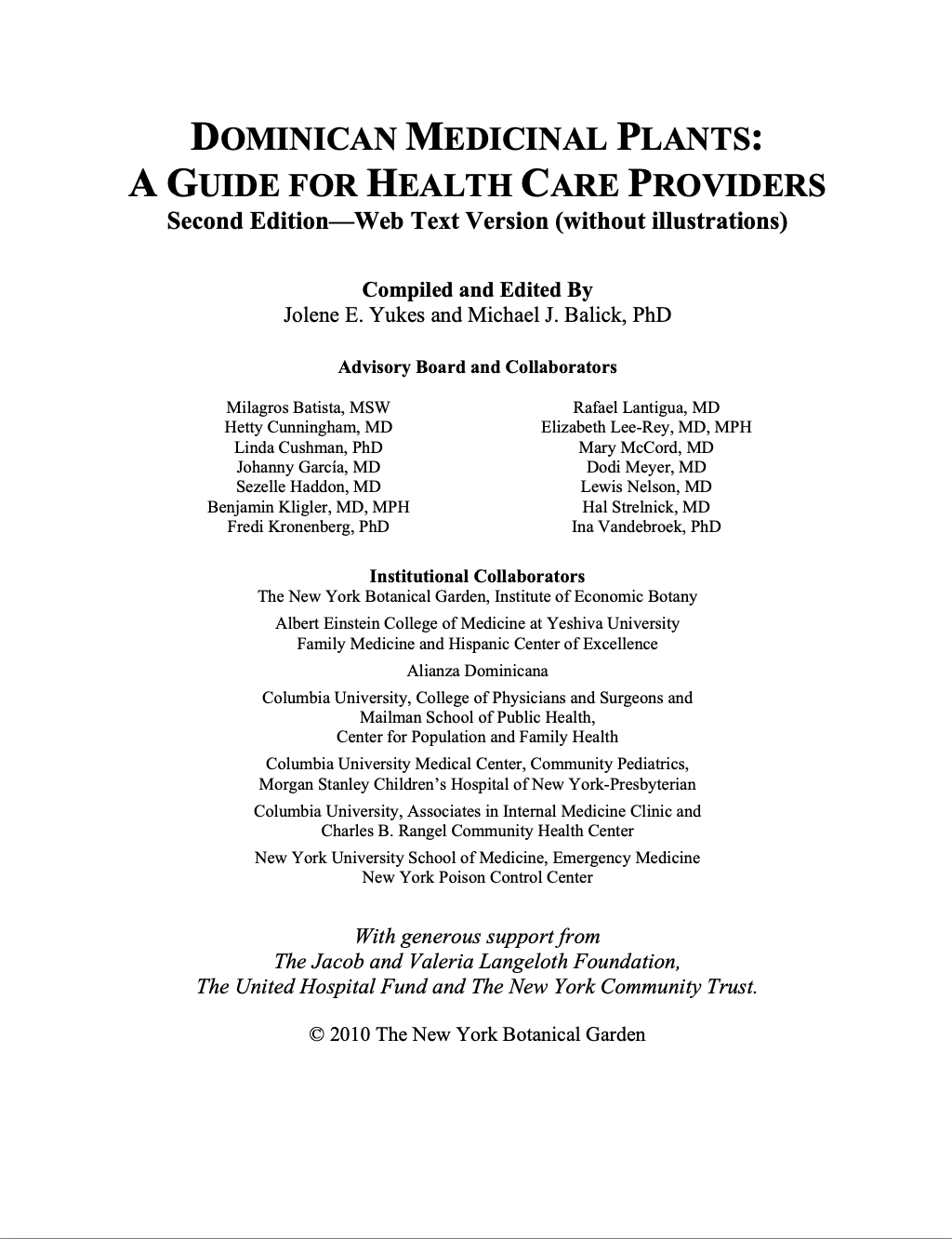 DOMINICAN MEDICINAL PLANTS: A GUIDE FOR HEALTH CARE PROVIDERS Second Edition 