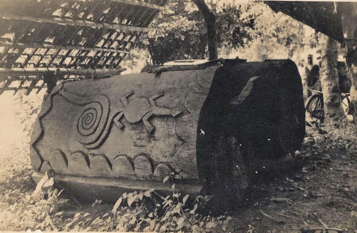 Large ikoro slit gong, a traditional communication instrument of the Igbo people of Southeast Nigeria. 