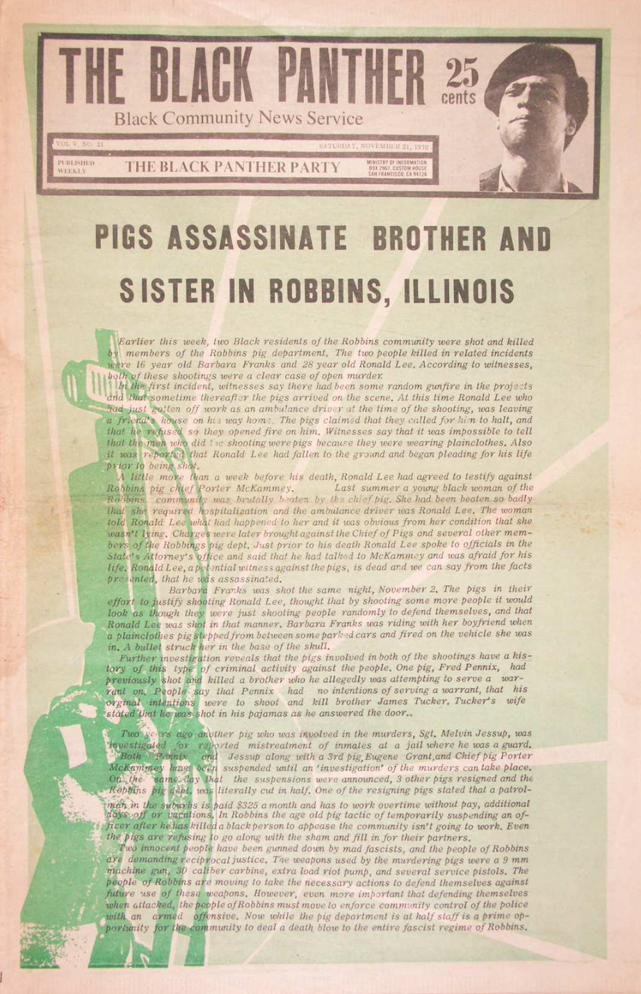 The Black Panther Black Community News Service 1970 Vol 21