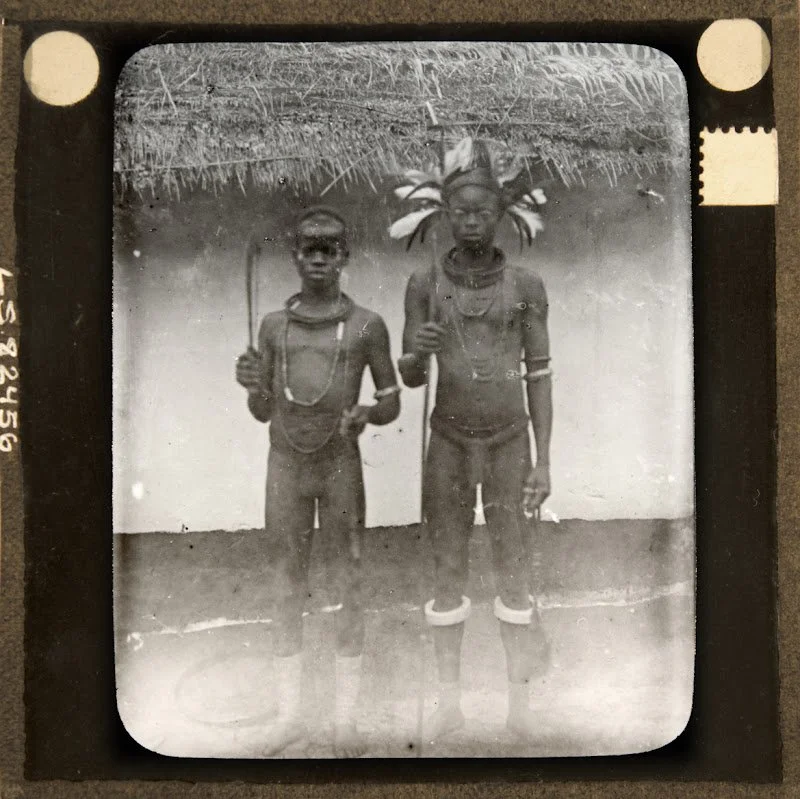 Two men photographed near the Niger River by William Henry Crosse, part of the Royal Niger Company, 1886 - 1895. MAA Cambridge.