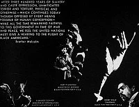 BLACK PANTHER POSTER, 1970.
Eldridge Cleaver, Huey Newton, Bobby Seale, and words of Malcolm X on a 1970 Black Panther Party poster.