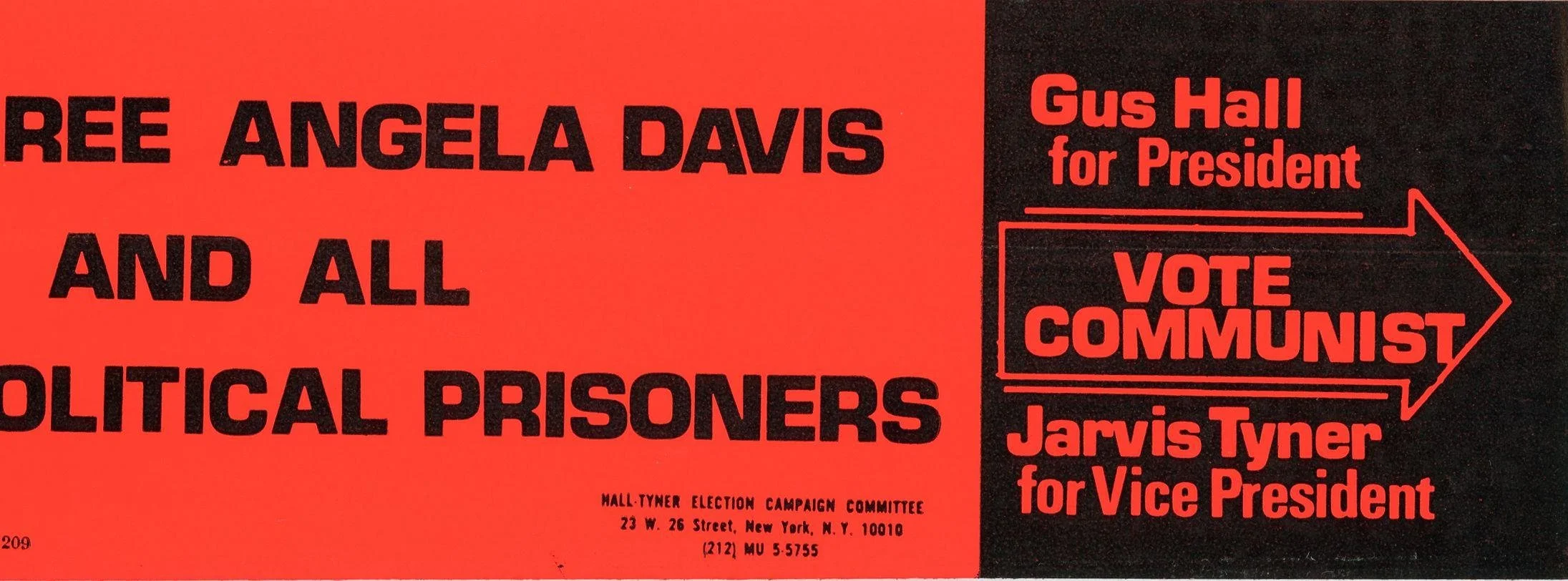 Gus Hall (1972) Free Angela Davis And All Political Prisoners. Courtesy of the Richard F. Brush Art Gallery.