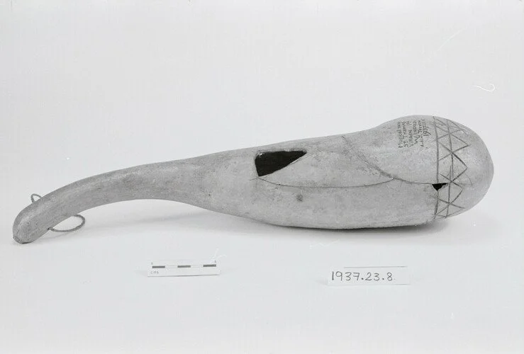 Musical rasp Material Gourd Plant. Date collected 1937 British Virgin Islands (British Overseas Territory) St Thomas. 
Digital asset copyright: Pitt Rivers Museum, University of Oxford. (n.d.). https://www.prm.ox.ac.uk/collections-online#/item/prm-ob