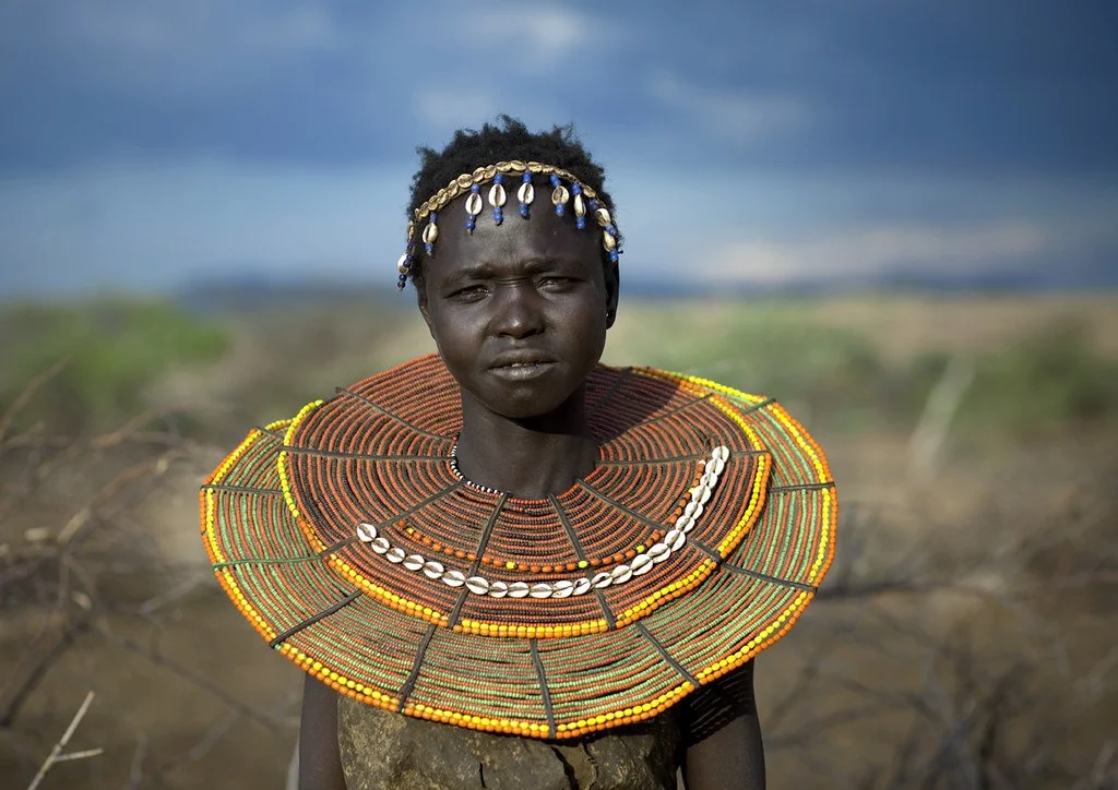Pokot girl with a giant bead necklace © Eric Lafforgue​
