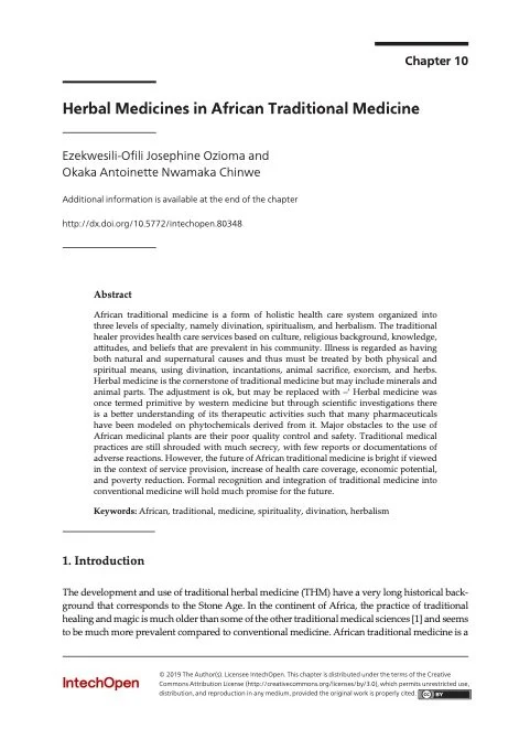 Herbal Medicines in African Traditional Medicine by Ezekwesili-Ofili Josephine Ozioma and Okaka Antoinette Nwamaka Chinwe