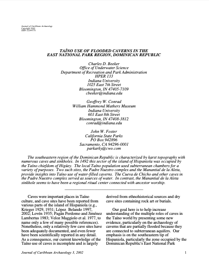 Journal of Caribbean Archaeology