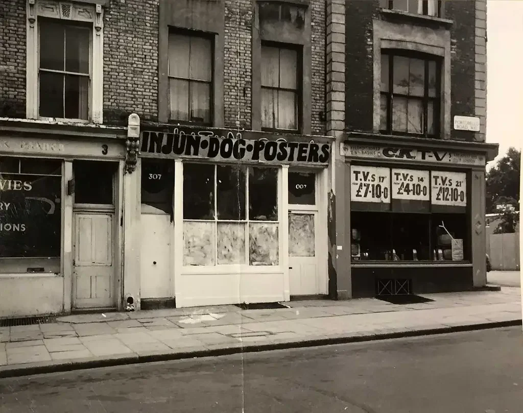 Exterior of premises at 307 Portobello Road, W11. Photograph taken on 25 July, 1968 by police photographer.