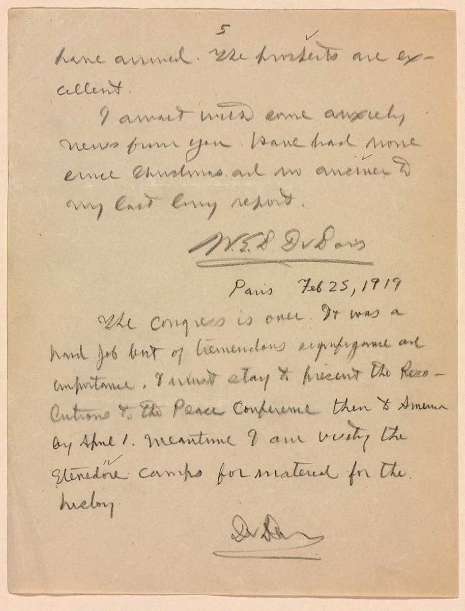 W. E. B. Du Bois to the NAACP, January 12, 1919. NAACP Papers, Manuscript Division, Library of Congress (175.00.00, 175.00.01)