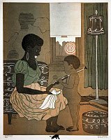  BLACK PANTHER POSTER, c1970. Poster depicting an African American mother with a young child holding a gun. Print by Emory for the Black Panther Party, c1970.