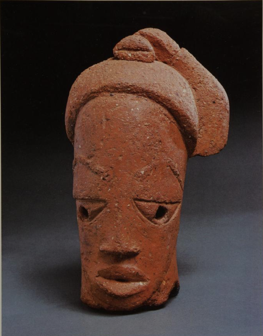Terracotta head, c. late 4th century. from Jemma-Kafanchan Road p55. From Treasures of ancient Nigeria (1982)