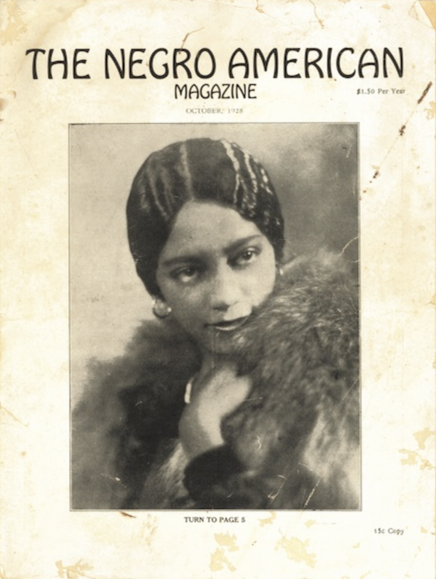 Cover of the October 1928 issue of The Negro American with photograph of Miss Erma Sweatt, sister of civil-rights activist Heman Sweatt.
